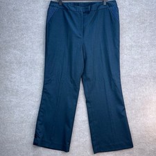 Oscar de la Renta Co Navy Blue Wide Leg Trousers Lace Detail Size 12 Dress Pants