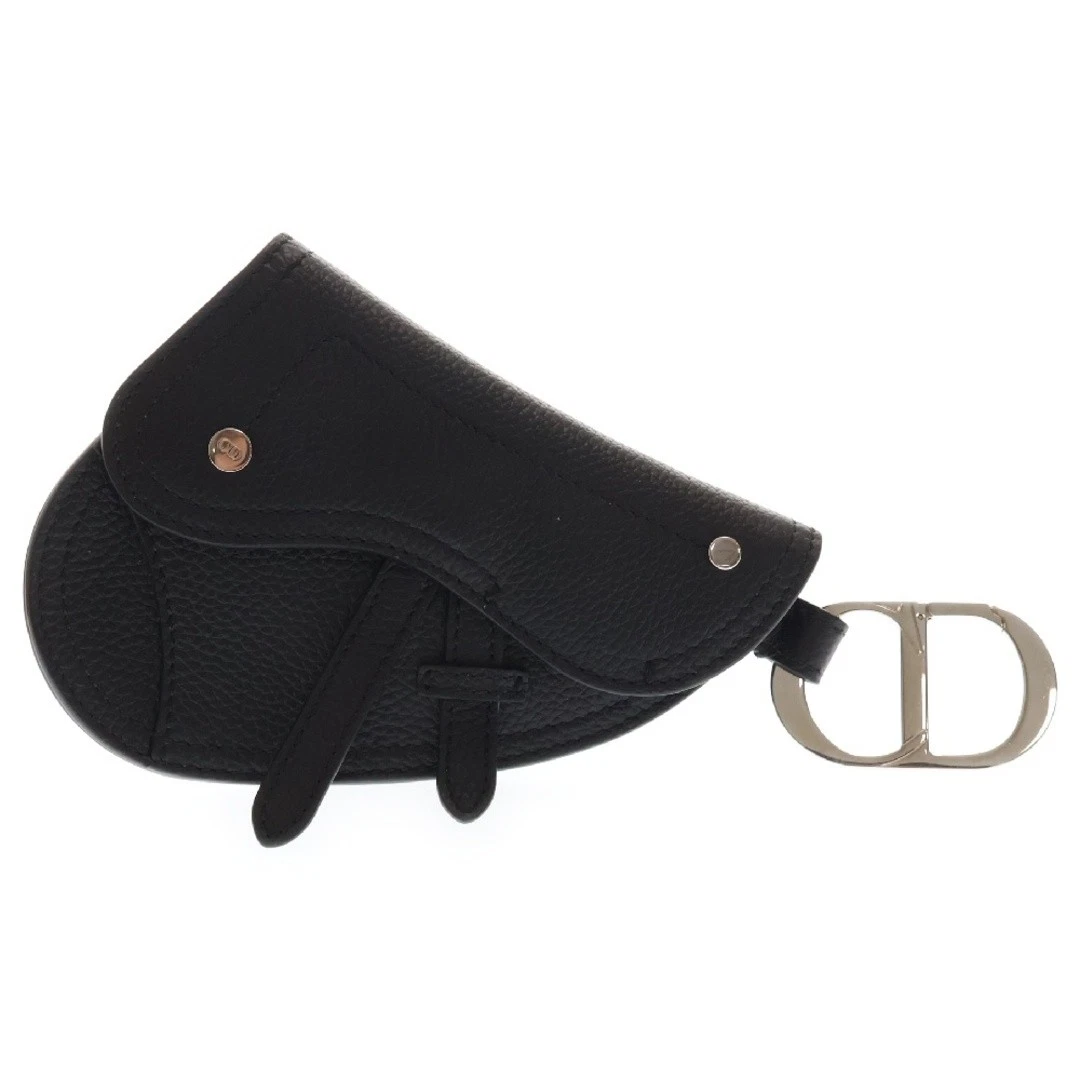 Christian Dior pochette selle porte monnaie cuir noir portefeuille compact occasion 67