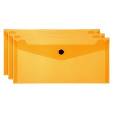 A6 Plastic Expandable Folders for 3 Pieces with Snap Closure, Orange