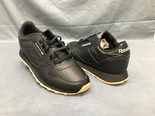 Reebok Kids Classic Leather Casual Sneakers Black Black Gum Size 3 NEW NO BOX 