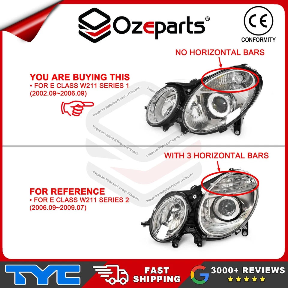 Pair LH+RH Head Light Non Xenon For Mercedes Benz E Class W211 2002~2006 - Image 2 of 4