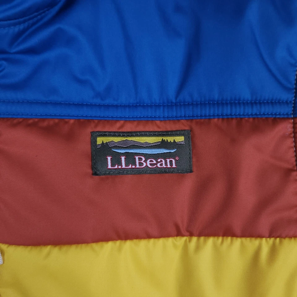Chaqueta LL Bean Puffer Mujer XS Crema Retro Bloque de Color Cremallera Completa Cálida Forrada Esquí Foto 3 de 4