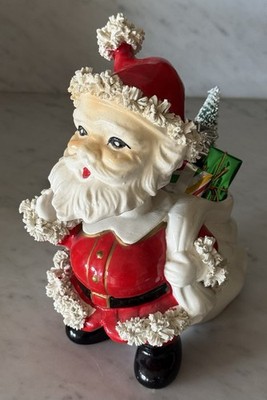 Vintage Christmas 1950s RELPO Ceramic Nodder Santa Claus Planter
