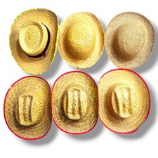 VTG Lot Of 6 Western Cowboy  Sun Straw Hats, Gambling Hat Crochet, Beachcomber