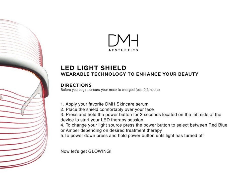 DMH Aesthetics LED Light Shield Face Mask Anti-Aging Therapy Skincare ...