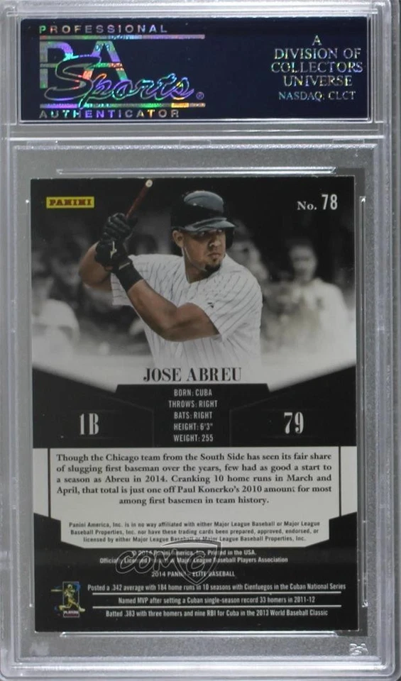 2014 Panini Donruss Elite Jose Abreu #78 PSA 9 MINT Rookie RC - Image 2 of 2