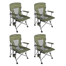 Four Seasons Courtyard Quad Sports Arm Chair with Lumbar Support, Green (4 Pack)