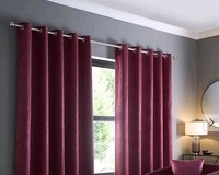 Fusion Strata Wine Eyelet Lined Curtains  Wide 117cm Drop 137cm