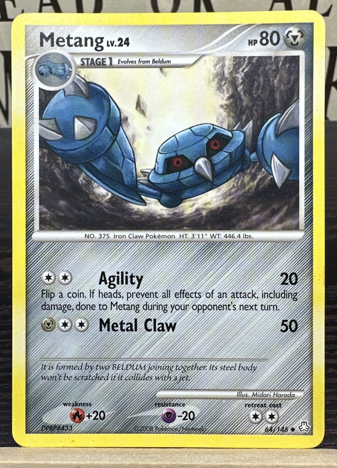 2008 Pokemon TCG Metang 64/146 Legends Awakened Uncommon card NM