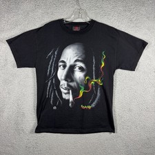 Zion Rootswear Bob Marley Kaya Graphic T-Shirt Mens Medium Black Reggae Vintage