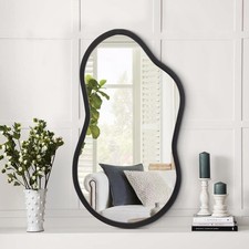 AAZZKANG Irregular Small Mirror Wooden Frame Asymmetrical Decorative Wall Mirror