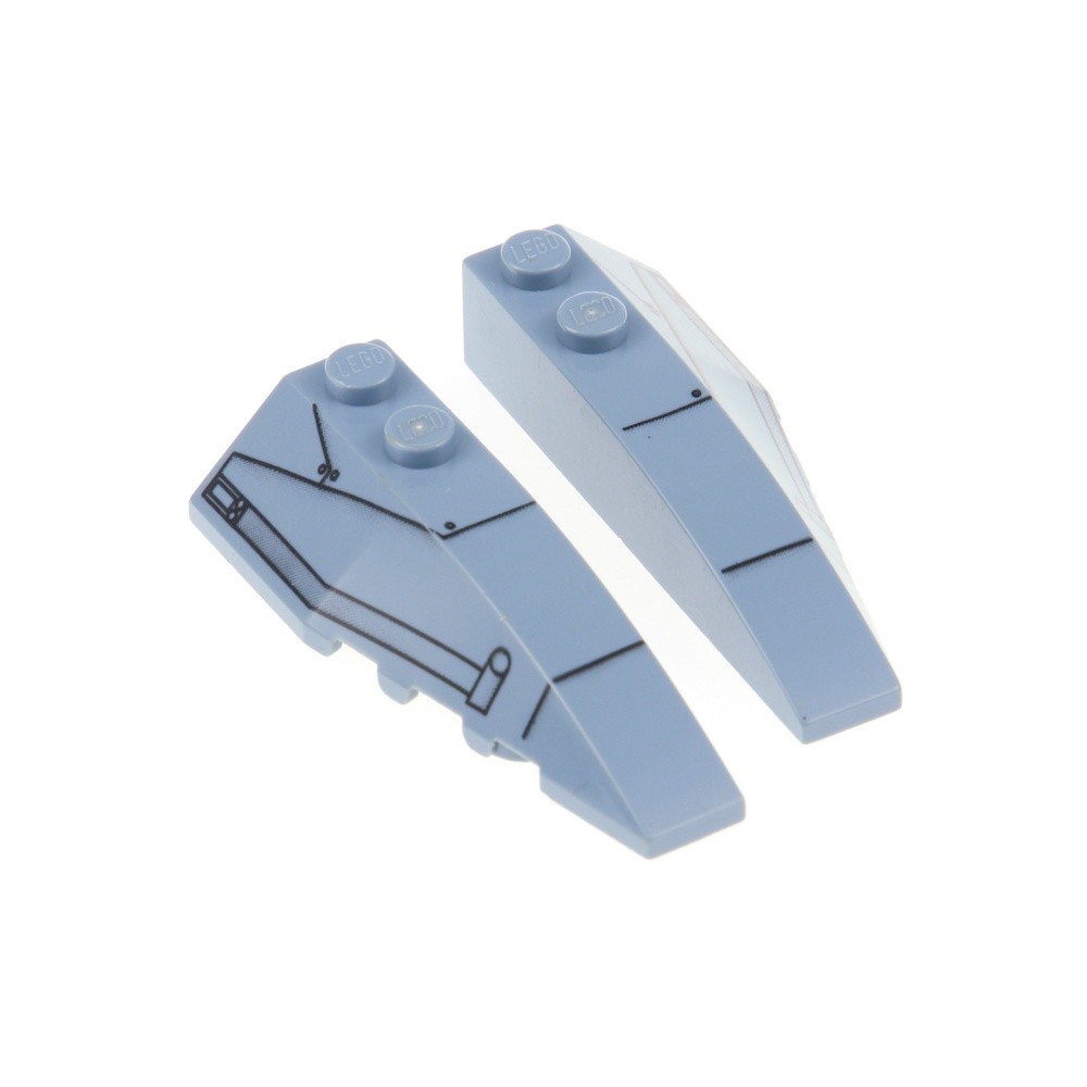 2X Lego Wedge Brick 6X2X1 Sand Blue Wing Right Left SW 41748PB003 41747PB003
