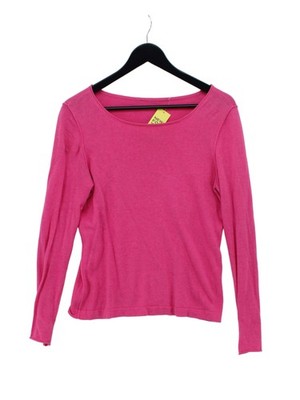 Oui Women's Jumper UK 10 Pink Cotton with Cashmere Round Neck Pullover