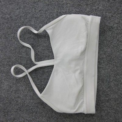 Lululemon Sports Bra Womens 4 White Scoop Neck Strappy Back Yoga Athletic Gym