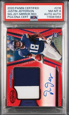 2020 Certified Justin Jefferson Freshman Fabric RC /199 PSA 8 Auth Auto Pop 2!