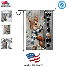 Welcome Garden Flag 12x18inch The Nut Squirrel Winter Garden Flags Yard Porch...