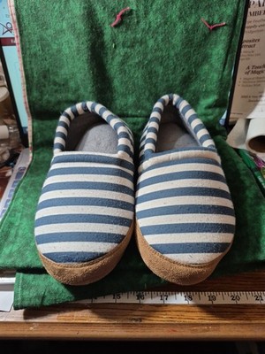 Comfortview Blue And White Striped Slippers Medium 7/8