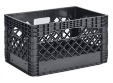 Juggernaut Storage 24QT Plastic Heavy-Duty Milk Crate, Black