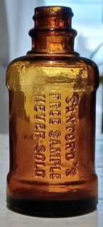 3" HONEY AMBER SANFORD'S FREE SAMPLE CHICAGO ILLINOIS GROUND TOP INK BOTTLE