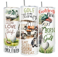 Golf Golfer Golfing Life Clubs Balls 20oz Skinny Tumbler  Insulated Travel Mug