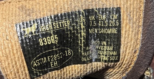 Botas de trabajo para hombre Irish Setter 83605 Ashby de cuero marrón suave sin usar, puntera talla 8,5 E2 - Imagen 13 de 13