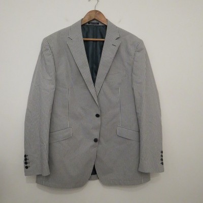 SAMUEL WINDSOR STRIPED BOATING ROWING JACKET BLAZER 44 NAVY BLUE GREY REGATTA