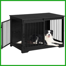 Hundekäfig Holz Schwarz 100 cm 2 Türen Schiebetüren für Mittlere Große Hunde Hundekäfig Holz Schwarz 100 cm 2 Türen Schiebetüren für Mittlere Große Hunde