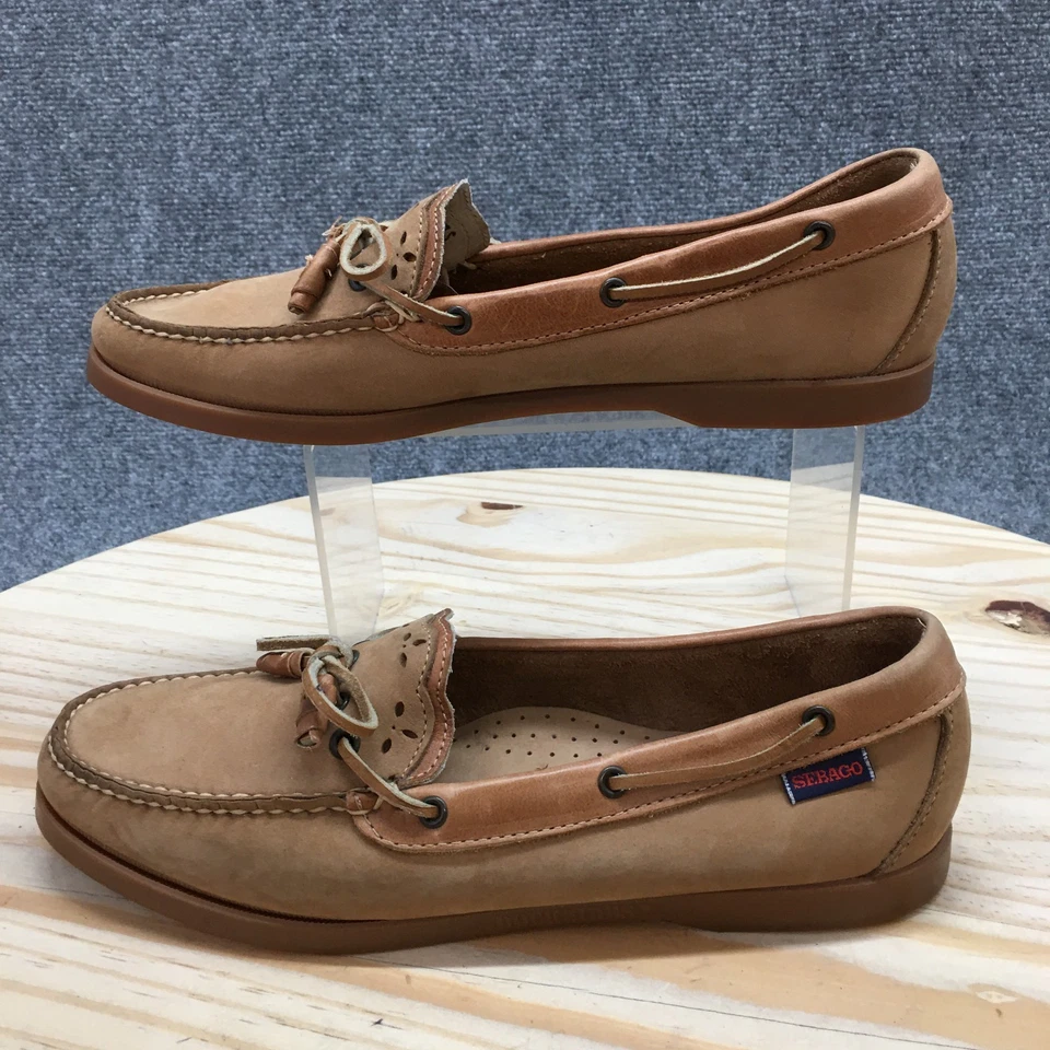 Sebago Shoes Womens 10.5 N Docksides Casual Slip On Boat Flats Brown Leather - Image 2 of 4