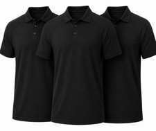 3 Pack Men's American Style Polo Shirts Short Sleeve Sports Golf Work Uniform