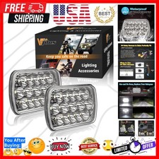 2PCS Rectangle H6054 LED Headlights 5x7 7x6 Headlamp Hi/Low Sealed Beam H4 90...