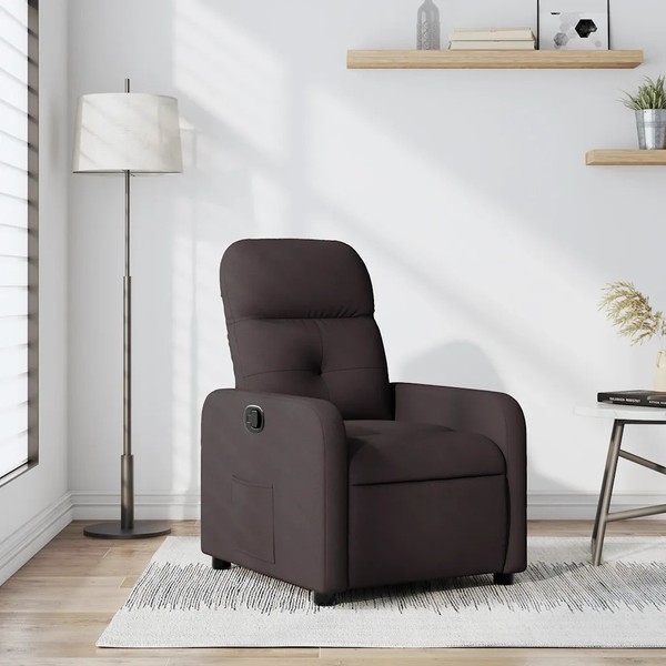 Relaxsessel Stoff Dunkelbraun Mit Liegefunktion Und Verstellbarer RüCkenlehne-image