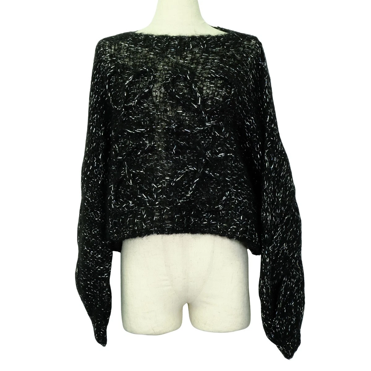 Loewe — [Pre-loved] LOEWE Long sleeve Glitter Anagram Puff Sleeve Noir (Black) Mohai...