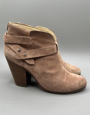 Rag & Bone Harrow Dusty Pink Suede Block Heel Ankle Booties Womens 38 US 8