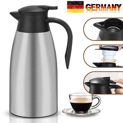 2L Isolierkanne Edelstahl Thermoskanne Kaffeekanne Thermo Teekanne Isolierflasch