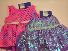 Build A Bear Pink Rainbow Dots  Lavender Sequin party dresses New w Tag BABW