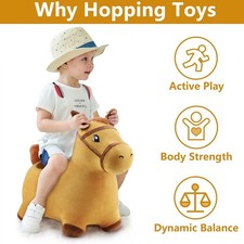 iPlay, iLearn Bouncy Pals Hopping Horse, Toddler Inflatable Plush Ride-On Toy