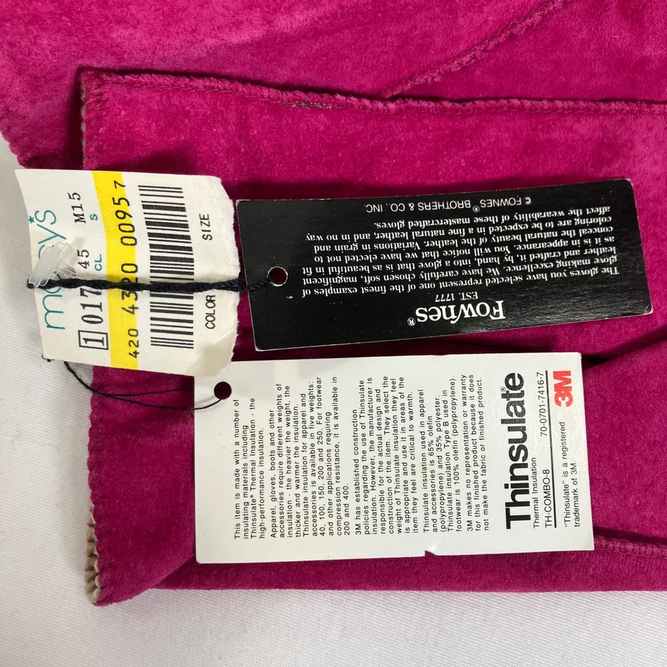 Guantes Fownes de cuero de gamuza genuina forrados aislantes rosa fucsia para mujer XL Foto 3 de 4