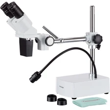 Amscope 10X Binocular Fixed-Lens LED Stereo Microscope w/Reverse Head+Boom-Stand
