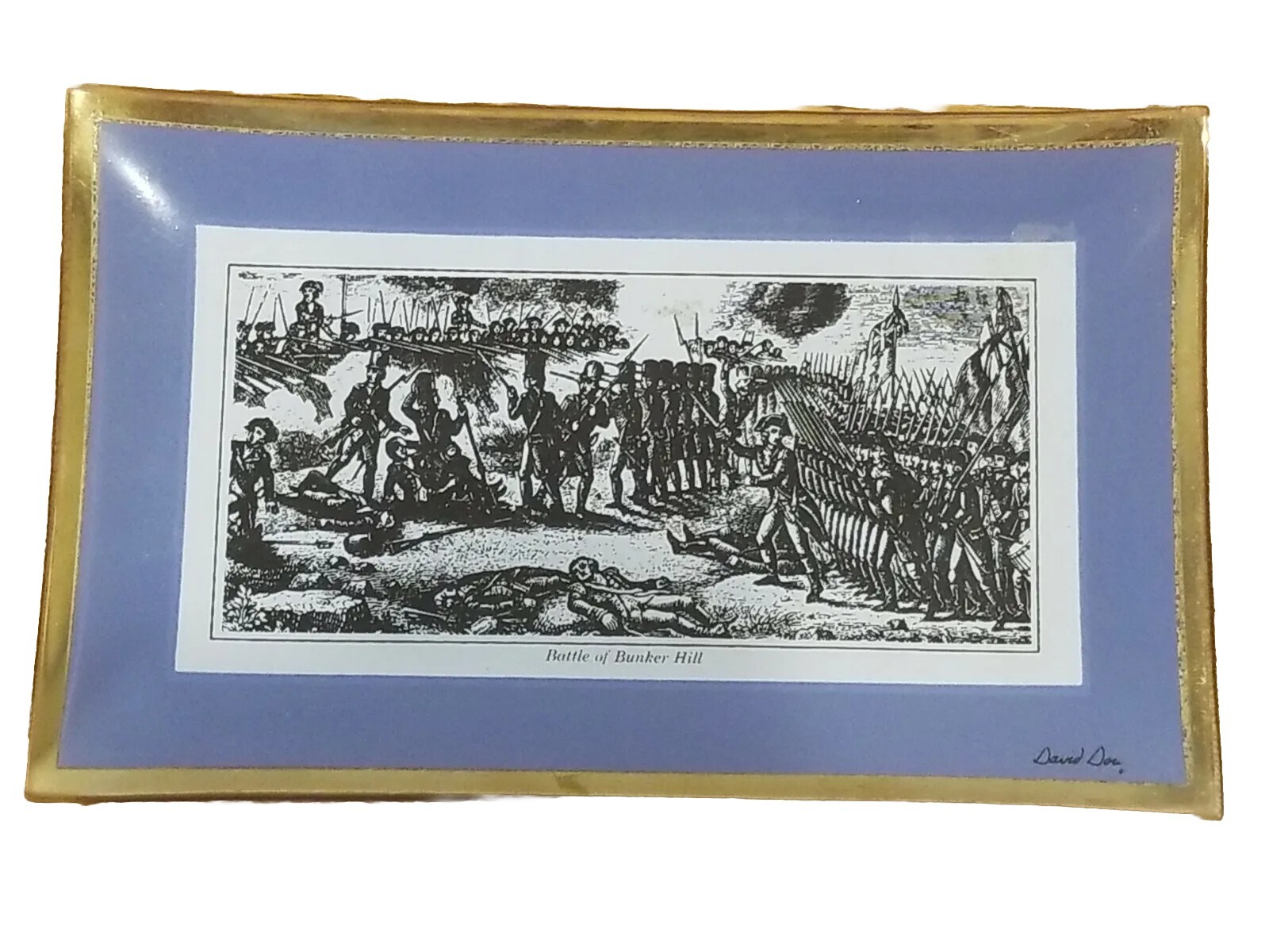 Vintage David Douglas Glass Plate Tray Dish The Battle of Bunker Hill 