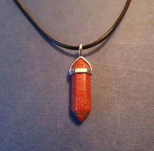 Red Jasper Natural Crystal Healing Point Cut Gemstone Necklace Reiki Pendant 