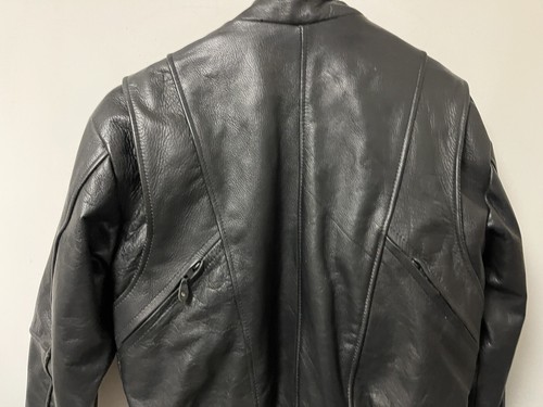 Women’s UNIK Black Heavy Leather Motorcycle Jacket Coat Size 10 - Picture 12 of 12
