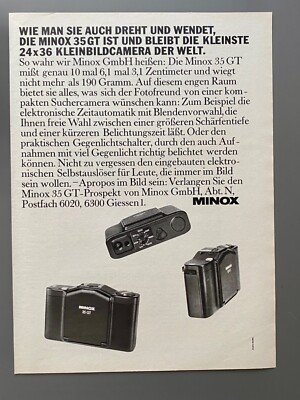 Minox 35 GT Kleinste Kleinbildcamera der Welt 1981 Vintage Ad Werbung Reklame