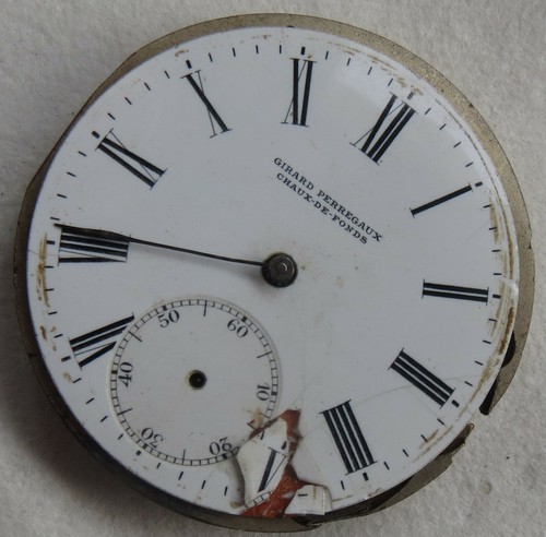 Girard Perregaux Pocket watch movement & enamel dial balance broken stem to 3 - Picture 3 of 8