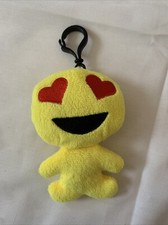 Smiley VALENTINES Yellow EMOJI HEART EYES PLUSH Full BodyKEYCHAIN Backpack Clip