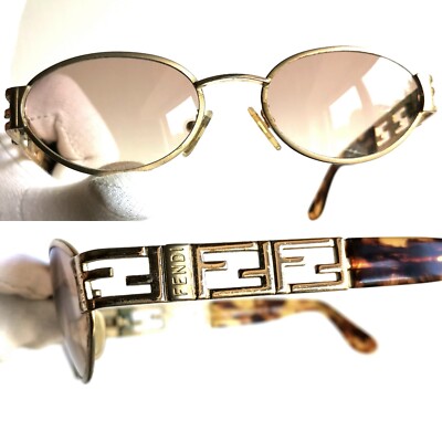 Sonnenbrille FENDI sunglasses FS176 brown gold monogram logo arm vintage 90s