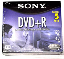 Sony DVD R 5Pk.,120Min.,4.7GB Recordable NEW 