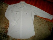 vtg SHEPLERS PEARL SNAP WESTERN SHIRT Solid Gray Long Sleeve Men Size 16-33