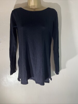 Damen Fabletics kleiner schwarzer dünner Strick Langarm Pullover Pulli Oberteil