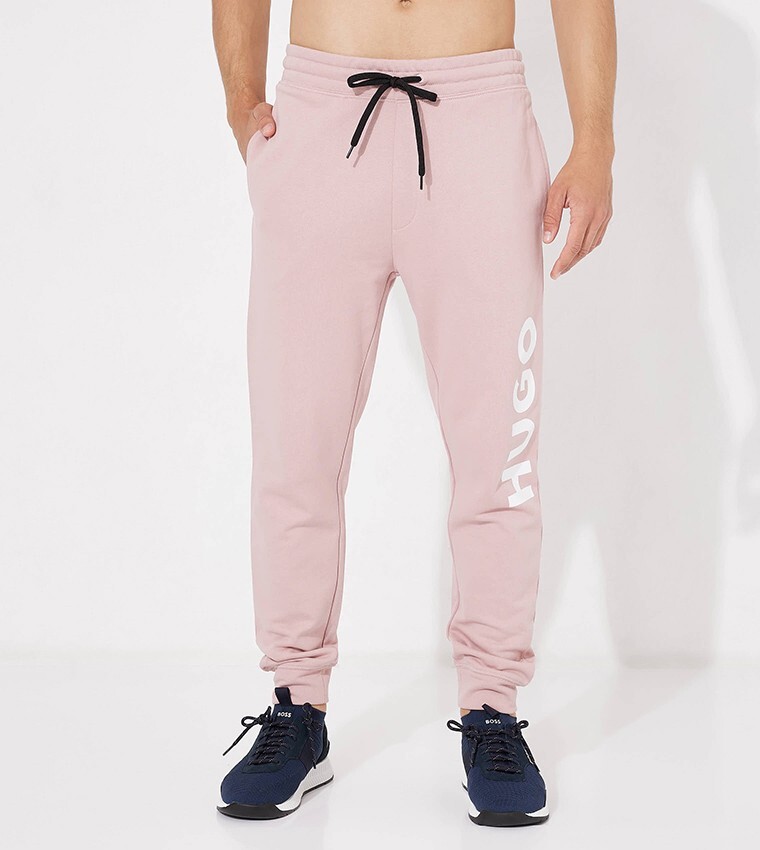 HUGO Joggers for Men Pink Tracksuit Bottoms with Logo Dutschi Style-image