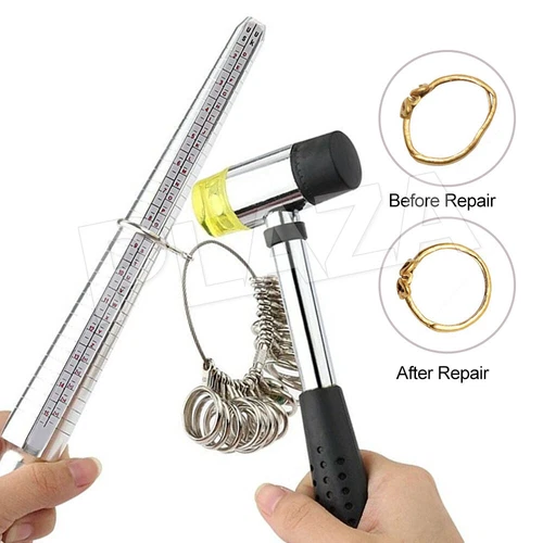 Silver Ring Sizer Size Gauge Tool Finger Measuring Stick Metal Ring Mandrel Set - Picture 5 of 9